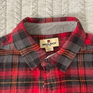Woolrich Men's Red and Black Plaid Flannel Shirt